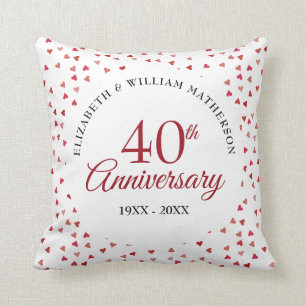 40th Anniversary Ruby Hearts Confetti Cushion