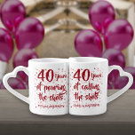 40th Anniversary Ruby Hearts Confetti Fun Coffee Mug Set<br><div class="desc">Personalise with the names and wedding year of the happy couple. A fun,  unique and customisable gift to celebrate anyone's 40th ruby wedding anniversary. Designed by Thisisnotme©</div>