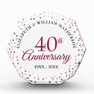 40th Anniversary Ruby Hearts Confetti Photo Block