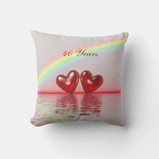 40th Anniversary Ruby Hearts Cushion (Front)