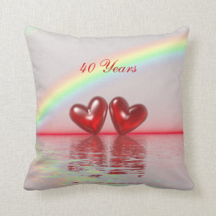 40th Anniversary Ruby Hearts Cushion