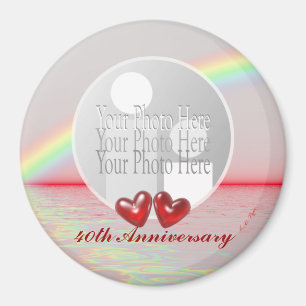 40th Anniversary Ruby Hearts for Photo Magnet