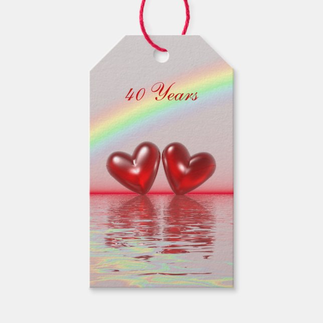 40th Anniversary Ruby Hearts Gift Tags (Front)