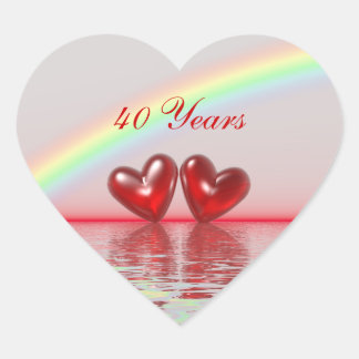 40th Anniversary Ruby Hearts Heart Sticker