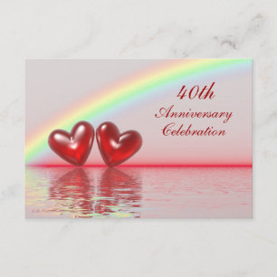 40th Anniversary Ruby Hearts Invitation