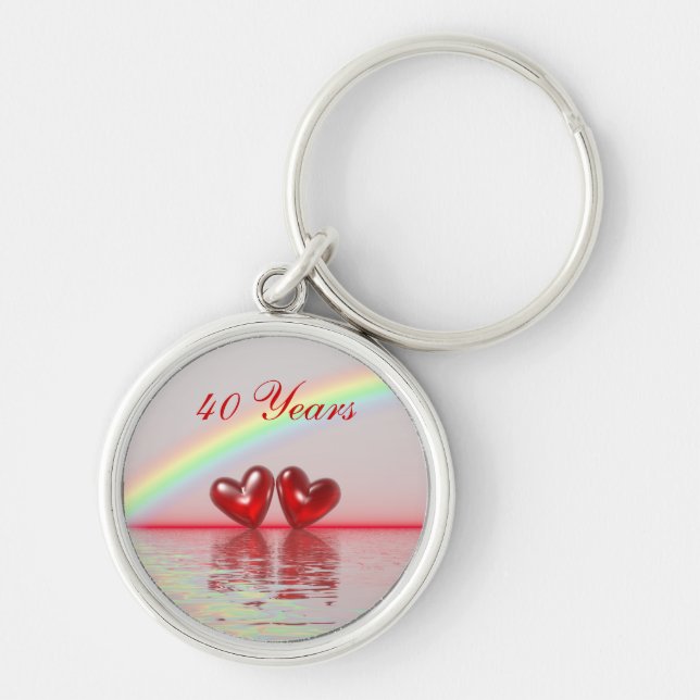 40th Anniversary Ruby Hearts Key Ring (Front)