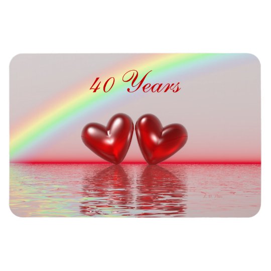 40th Anniversary Ruby Hearts Magnet