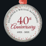 40th Anniversary Ruby Hearts Metal Tree Decoration<br><div class="desc">Designed to coordinate with our 40th Anniversary Ruby Hearts collection. Featuring delicate ruby hearts. Personalise with your special forty years ruby anniversary information in chic lettering. Designed by Thisisnotme©</div>
