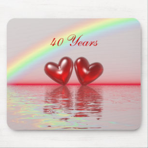 40th Anniversary Ruby Hearts Mouse Mat