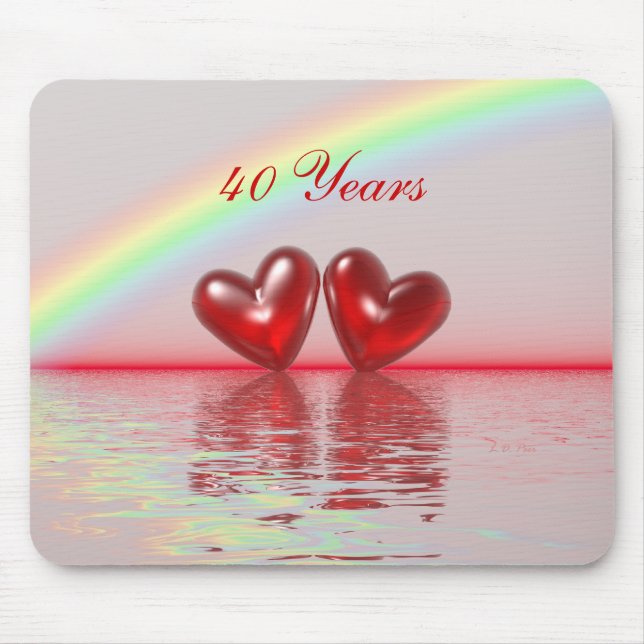 40th Anniversary Ruby Hearts Mouse Mat (Front)
