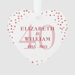 40th Anniversary Ruby Hearts Ornament