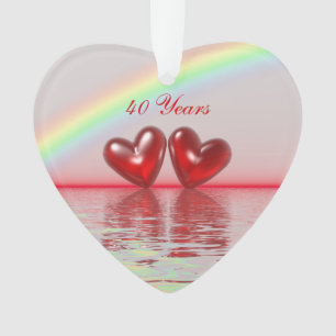 40th Anniversary Ruby Hearts Ornament