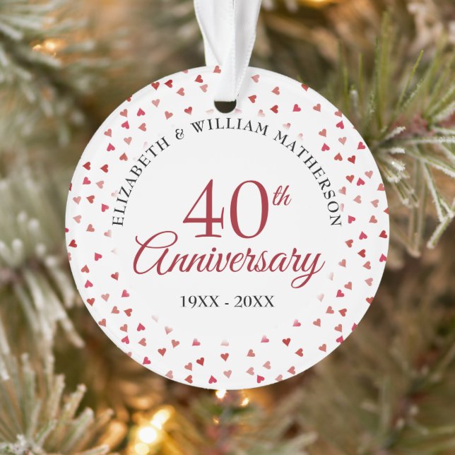 40th Anniversary Ruby Hearts Ornament (Tree)
