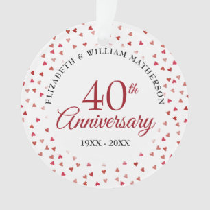 40th Anniversary Ruby Hearts Ornament