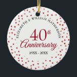 40th Anniversary Ruby Hearts Photo Ceramic Tree Decoration<br><div class="desc">Designed to coordinate with our 40th Anniversary Ruby Hearts collection. Featuring delicate ruby hearts. Personalise with your special forty years ruby anniversary information in chic lettering and your photo on the reverse. Designed by Thisisnotme©</div>