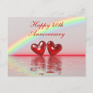 40th Anniversary Ruby Hearts Postcard