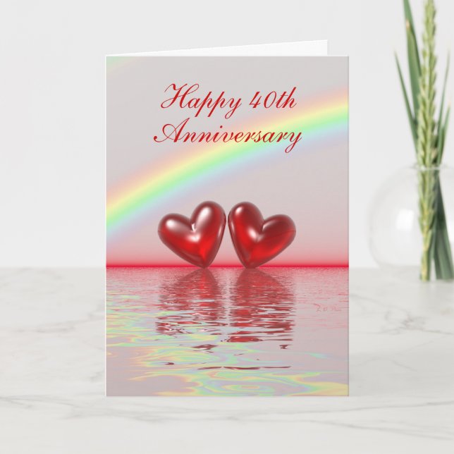 40th Anniversary Ruby Hearts (Tall) Card (Front)