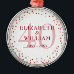 40th Anniversary Ruby Love Hearts Metal Tree Decoration<br><div class="desc">Featuring delicate ruby love hearts. Personalise with your special forty years ruby anniversary information in chic lettering. Designed by Thisisnotme©</div>