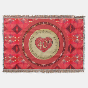 40th Anniversary Ruby  Throw Blanket