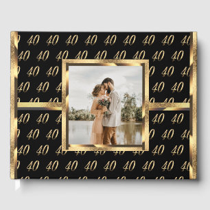 40th Anniversary Ruby Wedding Black and Gold Guest Book