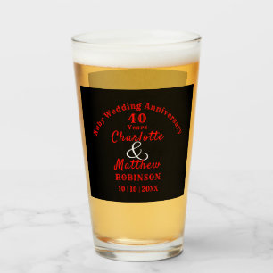 40th Anniversary Ruby Wedding Gift Personalised Glass