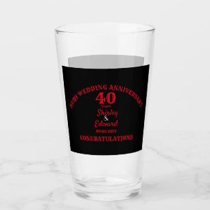 40th Anniversary Ruby Wedding Gift: Personalised  Glass