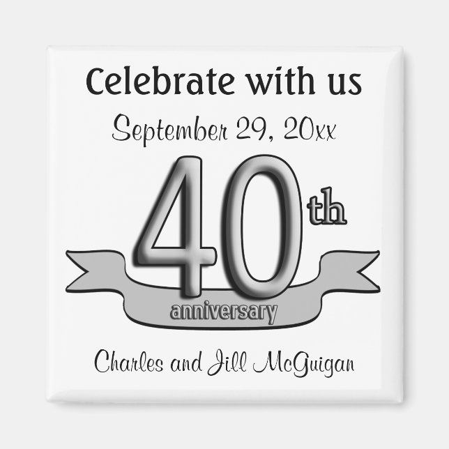 40th Anniversary Save The Date Party Favours Magnet (Front)