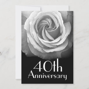 40th Anniversary Silver White Rose Invitation