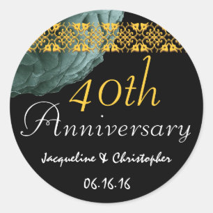 40th Anniversary TEAL & GOLD Rose Sticker