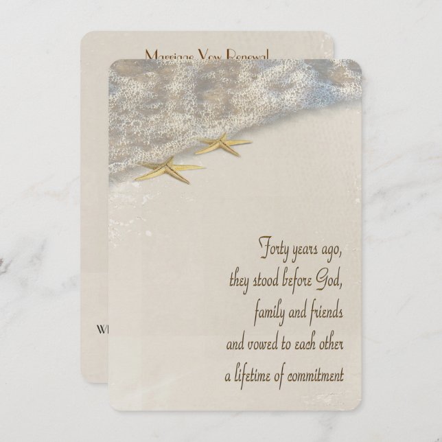 40th Anniversary Vow Renewal Wedding Program Invitation (Front/Back)