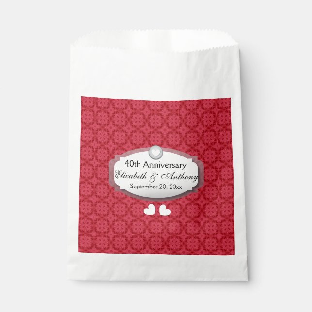 40th Anniversary Wedding Anniversary Ruby Red Z06 Favour Bags (Front)
