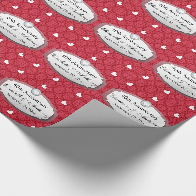40th Anniversary Wedding Anniversary Ruby Red Z06 Wrapping Paper (Corner)