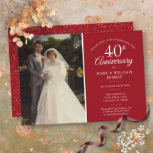 Ruby Red 40th Anniversary Invitation: Silver Confetti (digital Template) - Ireland - View #13