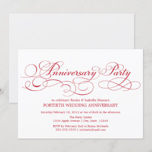 40th Anniversary   White/Red Invitation