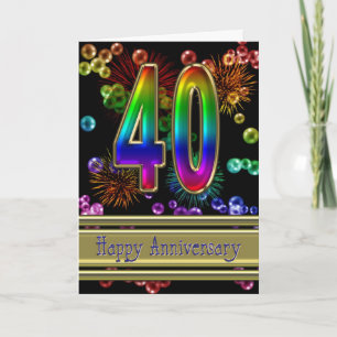 40th anniversary with fireworks and bubbles card