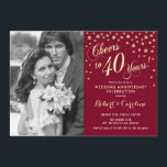 40th Anniversary with Photo - Gold Ruby Red Invitation<br><div class="desc">40th Wedding Anniversary Invitation with Photo.
Elegant design in ruby red with faux gold script font and confetti. Message me if you need custom year.</div>