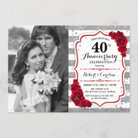 40th Anniversary with Photo - Ruby Red Silver