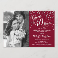 40th Anniversary with Photo - Silver Ruby Red