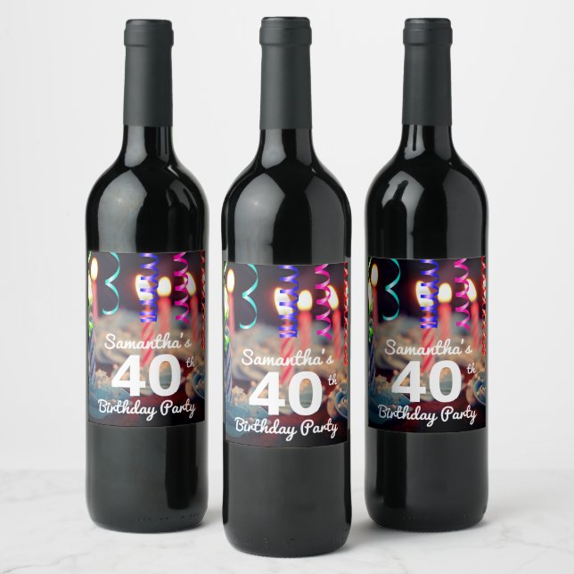 40th/Any Year Birthday Party Bottle Labels (Bottles)