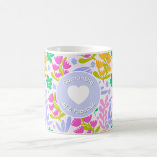 40th birtday name watercolor wildflowers floral coffee mug