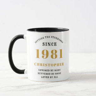 40th Birthday 1981 Black Gold Men's Personalised Mug