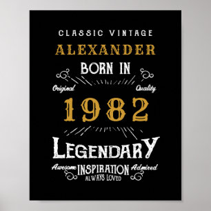 40th Birthday 1982 Add Name Legendary Black Gold Poster