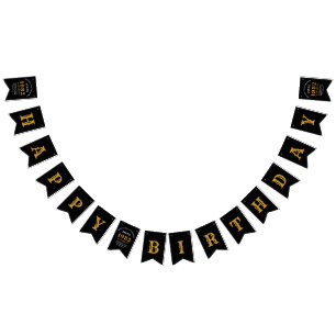 40th Birthday 1982 Black Gold Name Chic Elegant Bunting