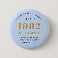 40th Birthday 1982 Elegant Gold Blue Grey