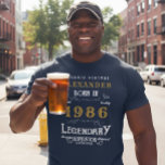 40th Birthday 1983 Add Name Blue Gold Legendary T-Shirt<br><div class="desc">40th Birthday add your name Tshirt. Edit the name and year with the template provided. A wonderful custom blue birthday T-shirt. More gifts and party supplies available with the "Legendary" design in the store.</div>