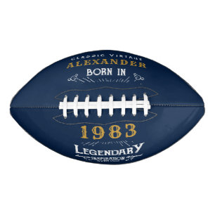 40th Birthday 1983 Add Name Legend Blue Gold American Football