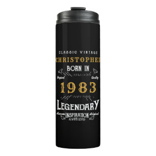 40th Birthday 1983 Legendary Black Gold Add Name Thermal Tumbler