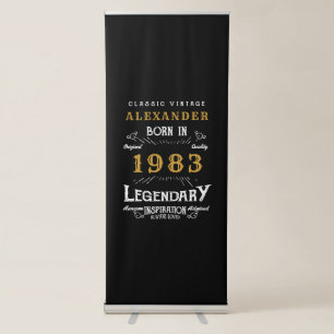 40th Birthday 1983 Vintage Black Gold Legendary Retractable Banner