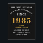 40th Birthday 1985 Black Gold Postcard<br><div class="desc">Elegant Black and Gold 40th Birthday Invitation - Create Your Own Personalised Design. Setting the stage for a remarkable celebration starts with the perfect invitation. Our elegant black and gold 40th birthday invitation is the perfect choice for this milestone event. Bathed in black for a touch of sophistication and adorned...</div>