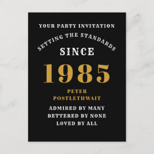 40th Birthday 1985 Black Gold Postcard